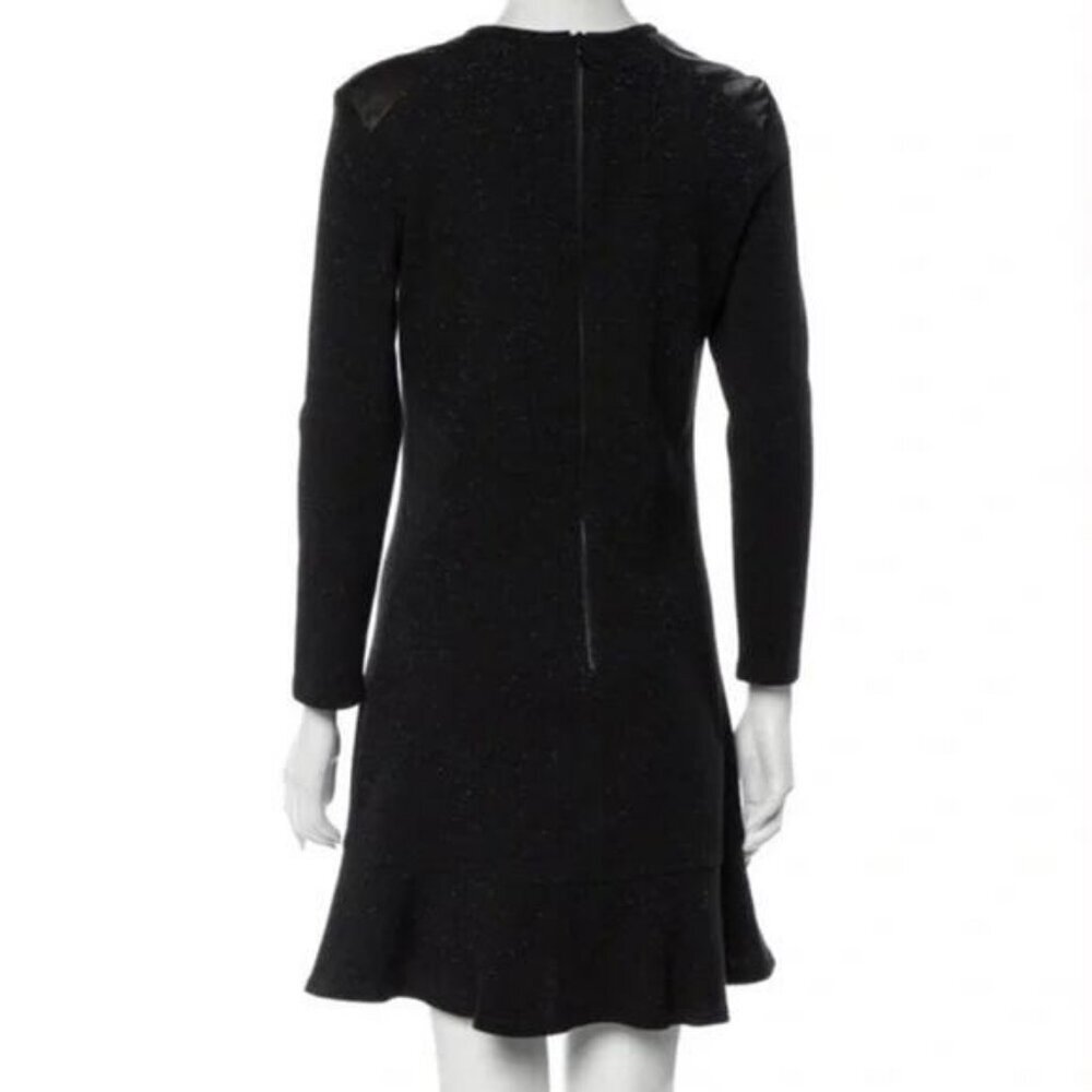 SANDRO Wool Blend Metallic Faux Leather Dress Size 6 - Picture 5 of 11